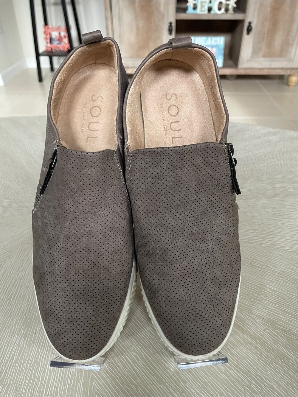 SOUL Naturalizer Perforated Dark Brown Slip-On Loafers